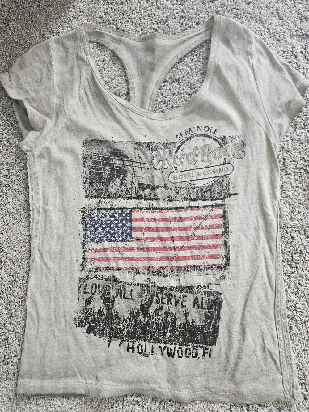 Hard Rock Cafe Seminole Flag Graphic Racerback Tee - Light Gray